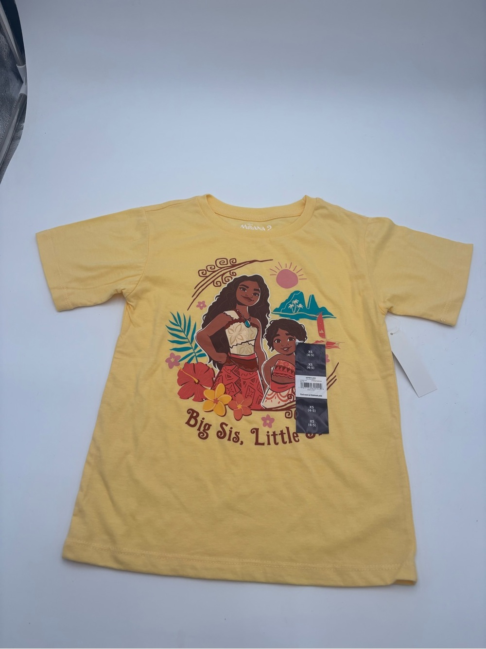 Disney Yellow Moana "Big Sis, Little Sis" Graphic Tee
